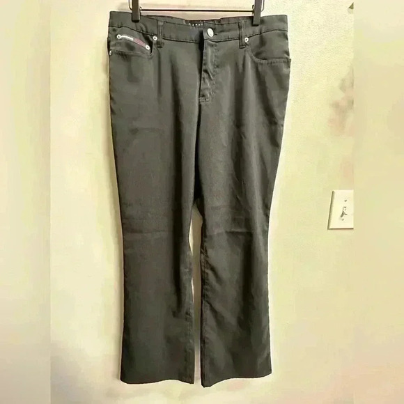 Vintage Y2K 2001 Tommy Hilfiger Low Rise Black Flare Pants Women Size 13 - Picture 1 of 12
